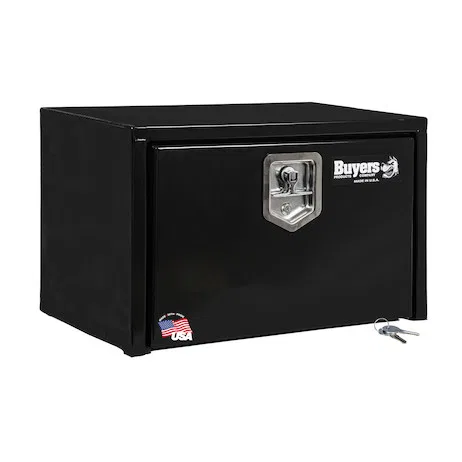 1703322 – BUYERS PROD Tool Box, Underbody 1 Recessed Drop Door Powder Coated Black Carbon Steel 15 Inch Height x 24 I...
